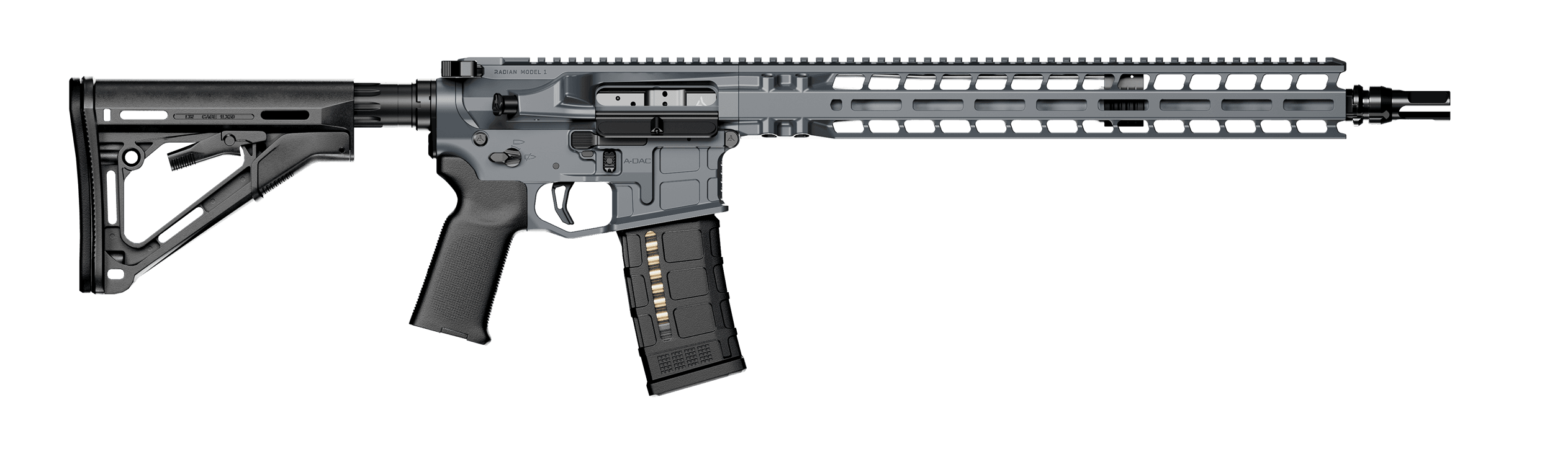 Radian Model 1 16 Inch Grey Superb 223 Wylde AR-15 Rifle 2 Radian Model 1 16 Inch Grey grey 223 Wylde AR-15 rifle, right side