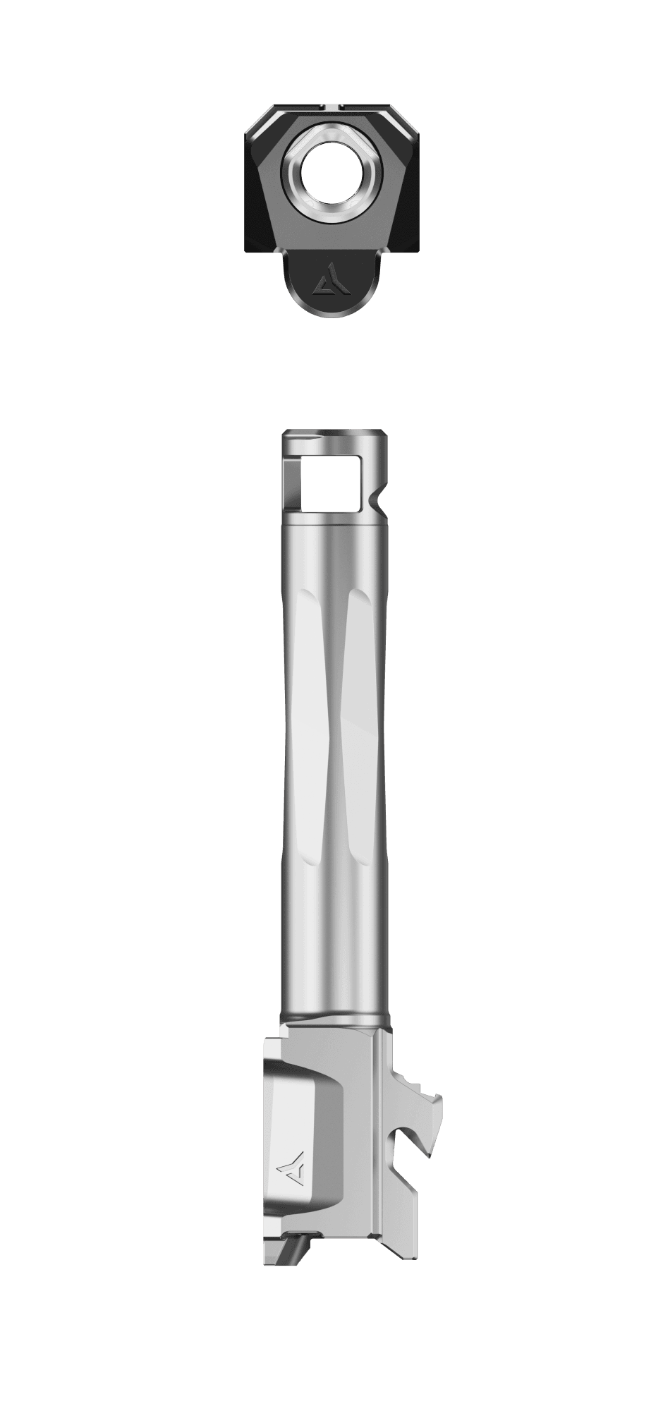 Radian Ramjet Glock 19 Gen 3 Two Tone Superb Afterburner Comp Barrel Kit 5 Radian Ramjet Glock 19 Gen 3 Two Tone gray ported barrel and black compensator