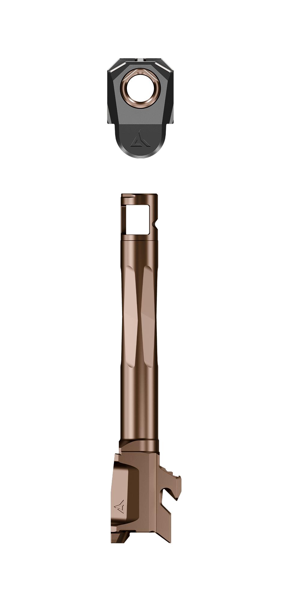 Radian Ramjet Glock 48 Bronze Superb Afterburner Comp Barrel Kit 5 Radian Ramjet Glock 48 Bronze bronze ported barrel and black compensator