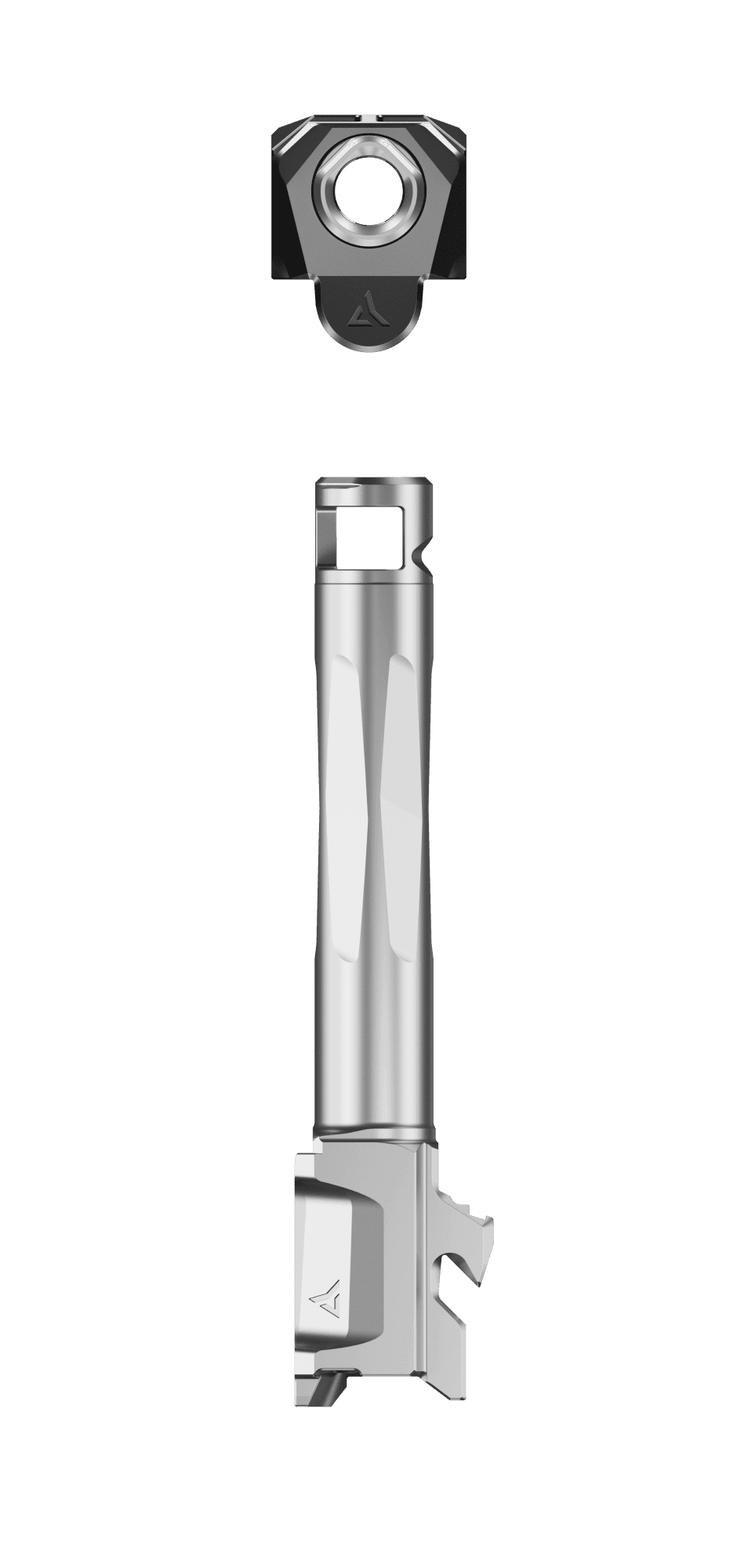 Radian Ramjet Ruger RXM Two Tone Superb Afterburner Comp Barrel Kit 5 Radian Ramjet Ruger RXM Two Tone gray ported barrel and black compensator